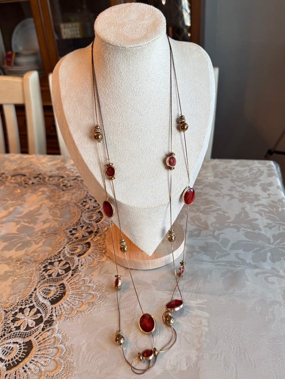 1928 Jewelry Co. 1946 Multi-Strand Red Station Necklace – As Is